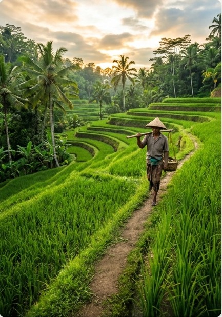 Rice terraces and palms, Ubud travel inspiration